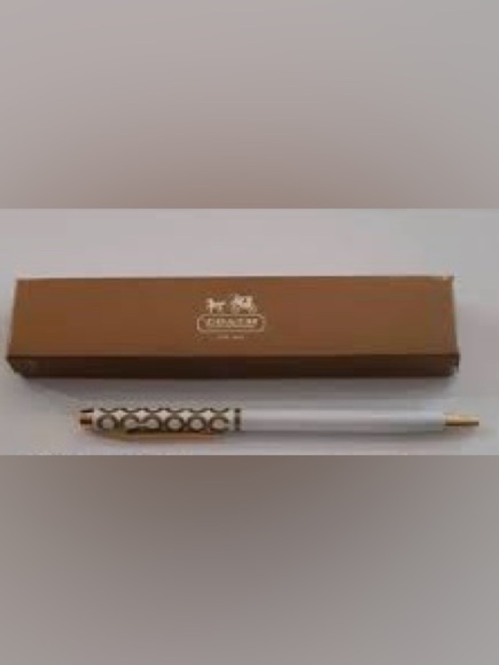 Coach White and Gold Patterned Rollerball Pen Japan Release